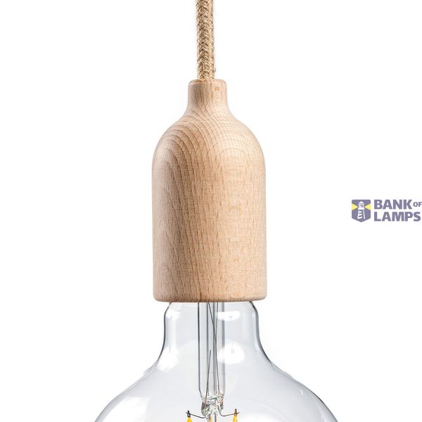 Wooden lamp holder E27 Kit with concealed cable clamp image 1