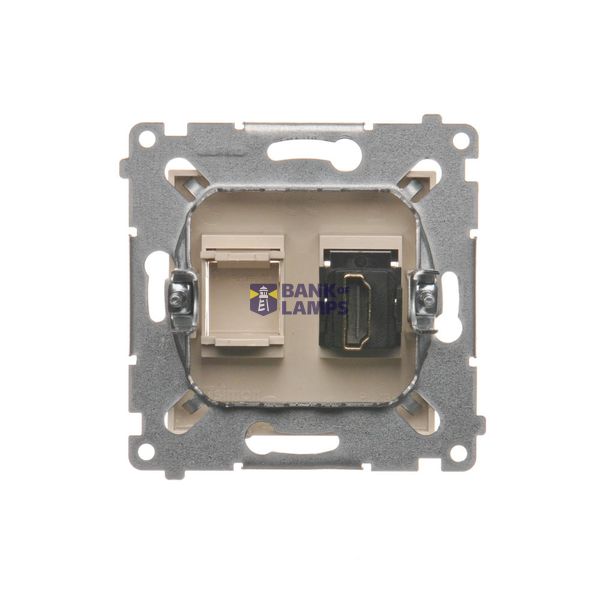 Double intermediate switch with indicator LED light, (module), 10AX, quick connection, anthracite, metalic image 1