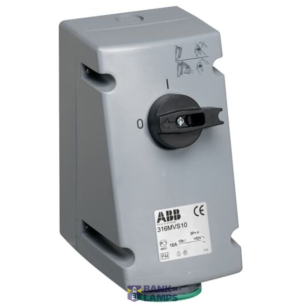 Industrial Switched Interlocked Socket Outlets, 3P+E, 16 A, >50 V image 1
