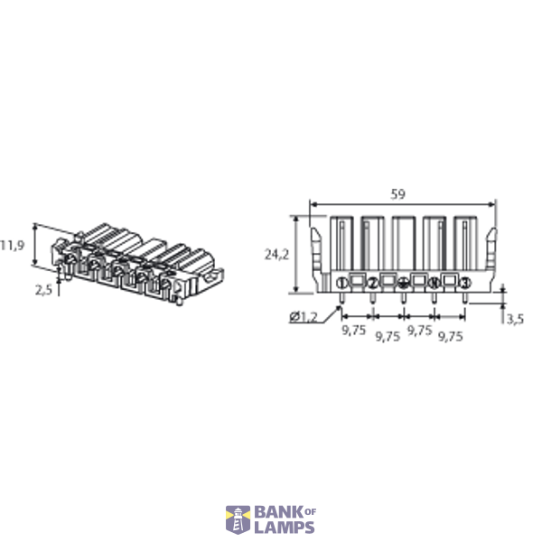 PCB coupler 5p socket, vert., wht image 3