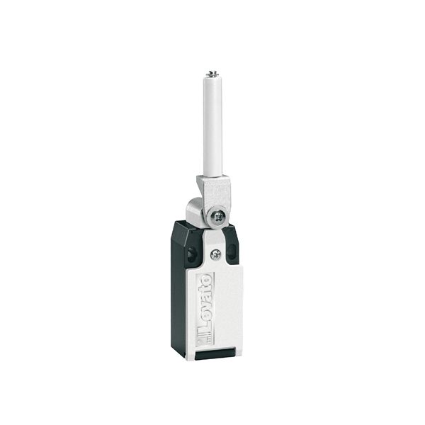Limit switch, K series, ceramic rod lever, 1 bottom cable entry. Dimensions to EN 50047, metal body, contacts 1NO+1NC slow action make before break. Ceramic rod image 1