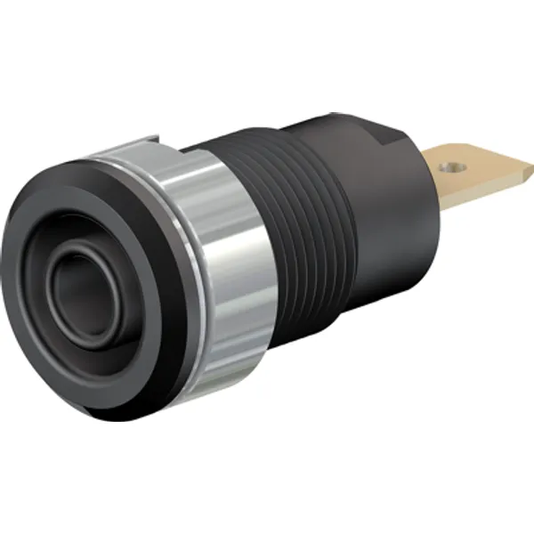 4 mm socket, flat plug connection, mounting Ø 12.2 mm, CAT III, black, 23.3060-21 image 1