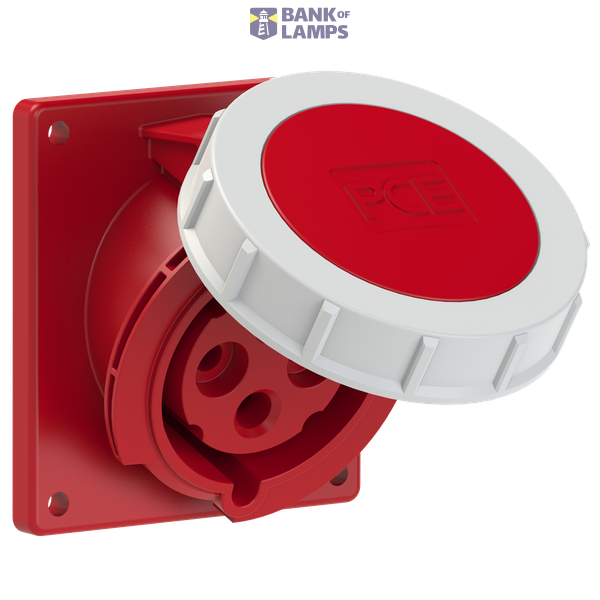 Angled panel socket 32A 4P 400V 6h IP67 image 1