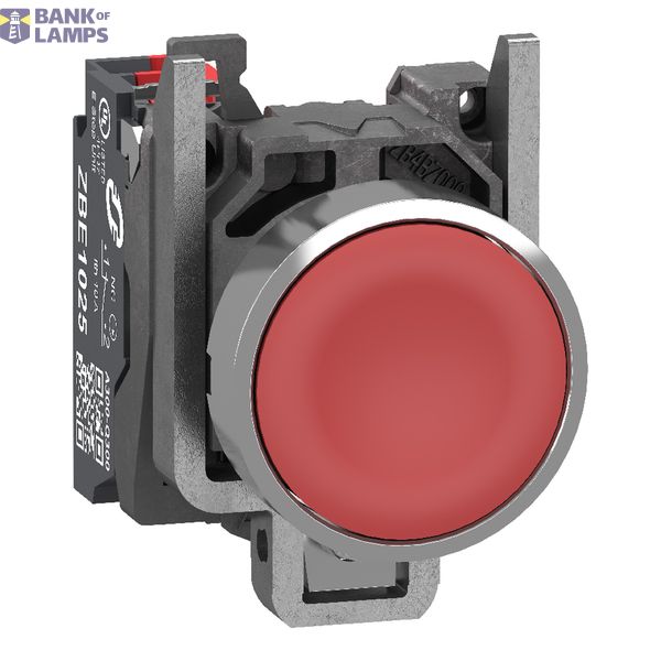 Metal PB red flush 1 NC Push-in image 2