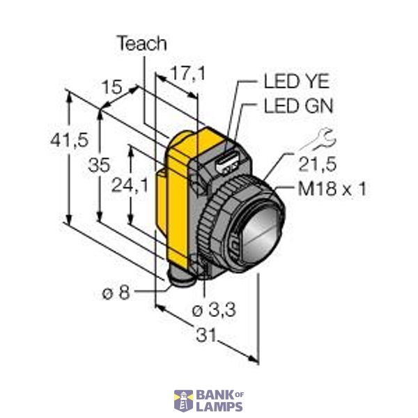 Photoelectric Sensor Convergent Mode Sensor   QS18EN6CV45Q7 image 1