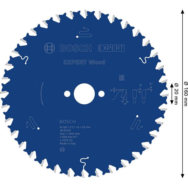 Circular saw blade Expert for Wood 160 x 20 x 2,2 mm, 36 image 1