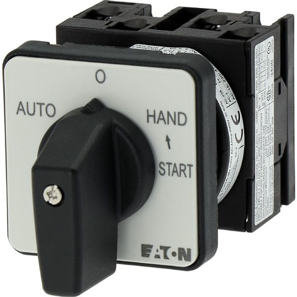 T0-2-15907/E Changeover switches, T0, 20 A, flush mounting, 2 contact unit(s), Contacts: 4, With spring-return from START, 45 °, momentary/maintained, AUTO-0-HAND image 4