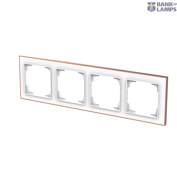 1724-441M-500 Cover  with decor ring, 4gang studio white matt copper image 2