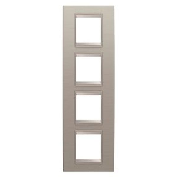 LUX INTERNATIONAL PLATE - IN METAL - 2+2+2+2 MODULES VERTICAL - BRUSHED ALUMINIUM - INNER FRAME MATT LIGHT BRONZE - CHORUSMART image 1