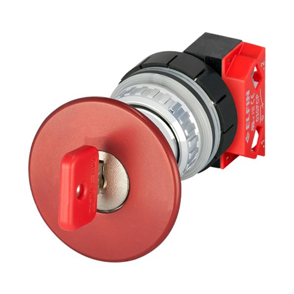 Mushroom push-button Ø 60, latching, red, K37 key release, 1 N.C. image 1