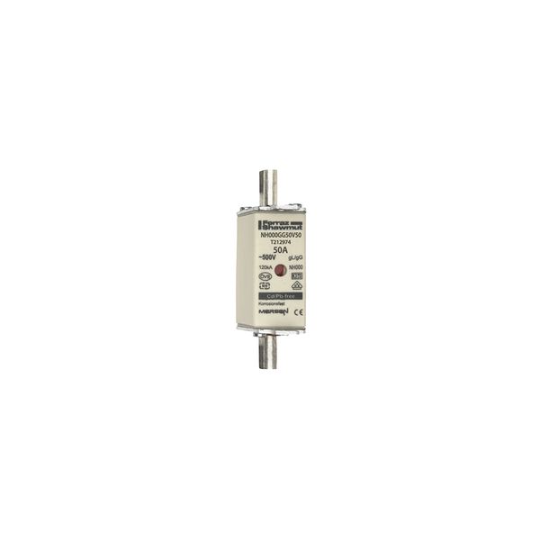 Fuse-link NH000 gG 500VAC 50A live tags Double indicator image 1