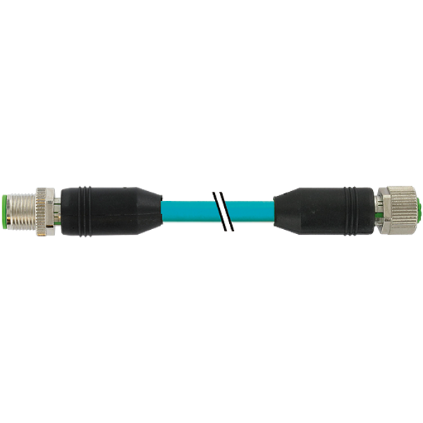 M12 male 0° / M12 female 0° A-cod. PUR AWG24+22 shielded bu ch. 15m image 1