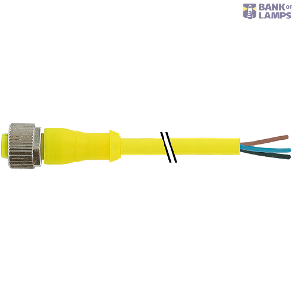 M12 female 0° A-cod. with cable AIDA PUR 5x0.34 ye 50m image 1