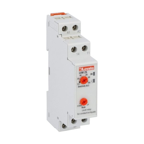 Level monitoring relay, modular version, multi-voltage. Emptying or filling function. Automatic resetting, 24...240VAC/DC image 1