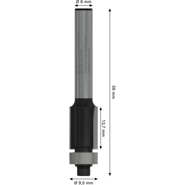Laminate trim bit, 6 mm, D1 9.5 mm, L 13.7 mm, G 56 mm image 2