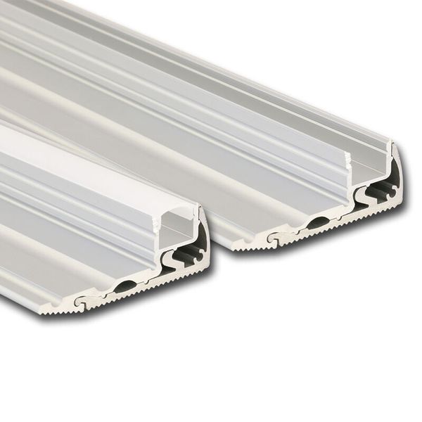 Step-on aluminum profile BL 59x22 mm silver color Whitey diffuser complete 1 m image 1