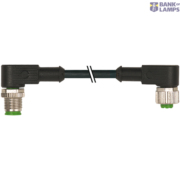 M12 female 90° / M12 female 90° A-cod. 180° PUR 5x0.34 bk 1m image 3