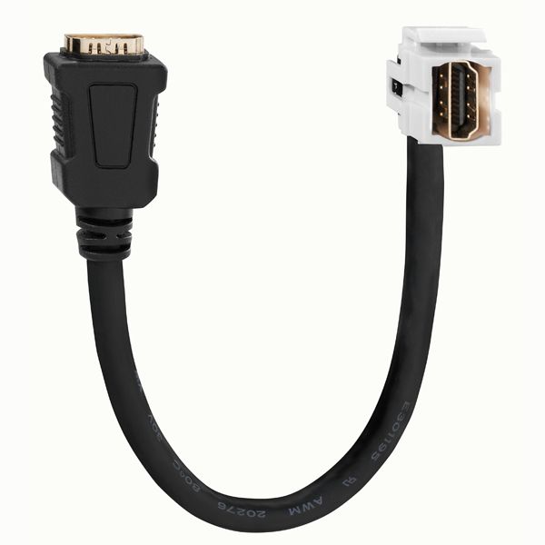 HDMI keystone module, with breakout cable, pure white (similar to RAL 9010), for mounting adapter KMK-MA Up and other installation adapters image 1