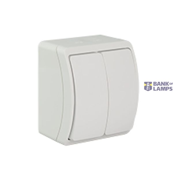 VW-2 Koala Two-Circuit Switch surface mounted IP44 white VW 152-01 image 1