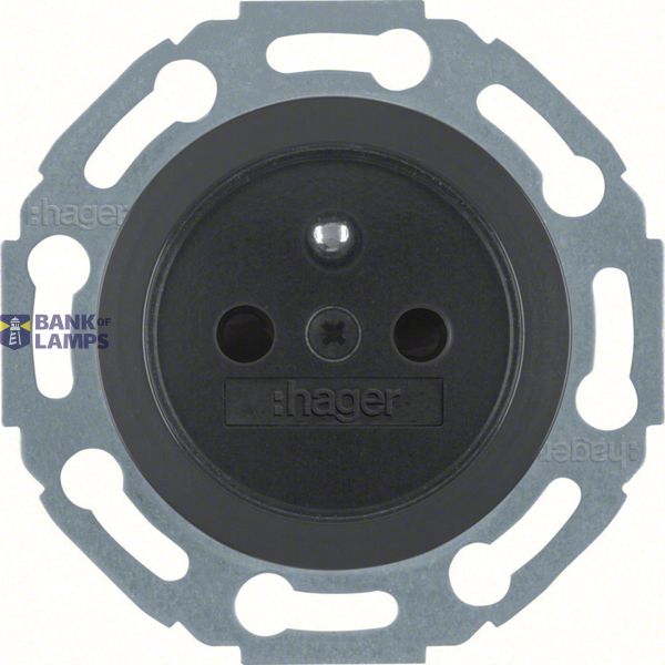 Earthed socket, enhanced touch safety, plug-in, Series 1930/Glass, black image 1