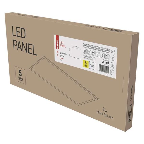 LED panel 30×60 rect., built-in, white, 18W neutral white, Emergency image 1