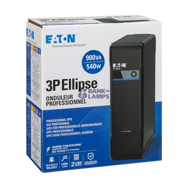 Eaton 3P Ellipse UPS USB FR, 900 VA, 540 W, Input: C14, Outputs: (3) F image 5