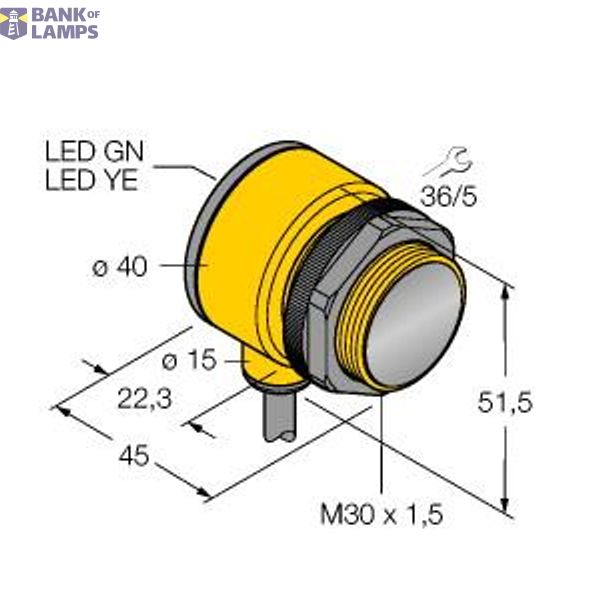 Photoelectric Sensor Diffuse Mode Sensor with Fixed-Field Background Suppression   T30AW3FF400 W/30 image 1