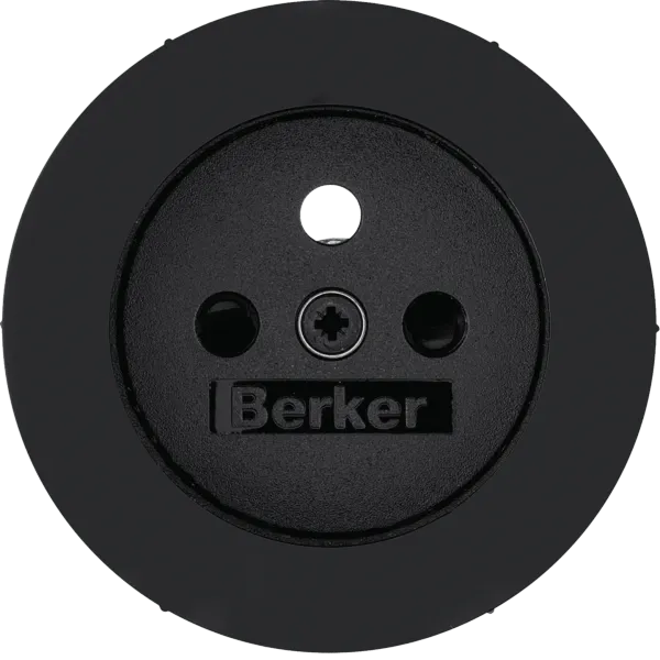 Center piece for socket with grounding pin with touch protection, Berker R.1/R.3, black, gloss image 1
