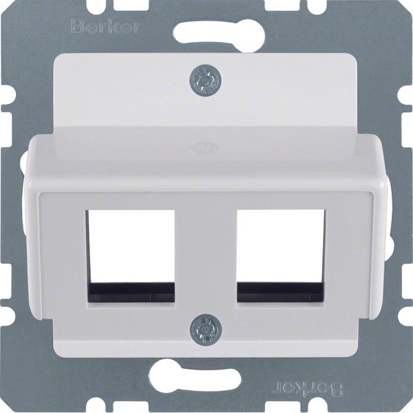 Central plate 2gang for Krone jacks, com-tech, p. white glossy image 1