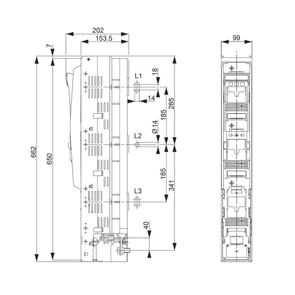 HRC-in-line-fuse ARROW LINE size 2, 3-pole, 185mm-system (The price is shown without markup on metals. Request a quote for accurate information) image 4