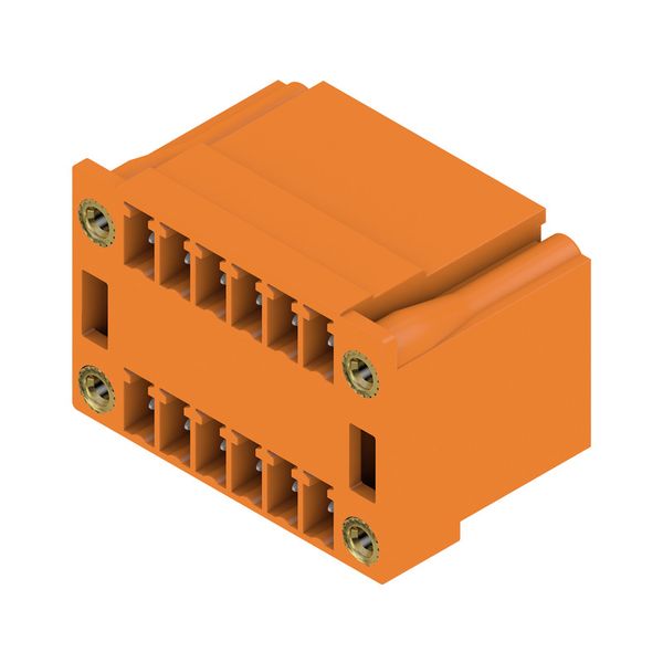 PCB plug-in connector, male header, Flange, THT solder connection, 3.81 mm, Number of poles: 12, 90°, Solder pin length (l): 3.2 mm, tinned, orange, Box image 2