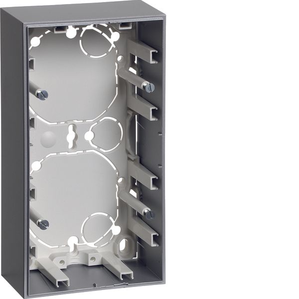 Housing 2gang, hight design, surface-mounted, S.1, alu matt image 1