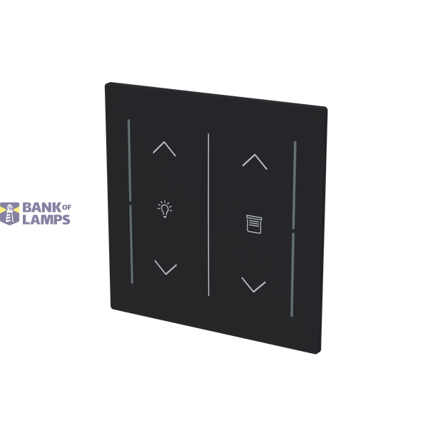 LFDW/A.2.70.1-45M Cover plate with legend with Symbol "arrows/venetian blind" and "dimmer" black matt - Trevion® image 2