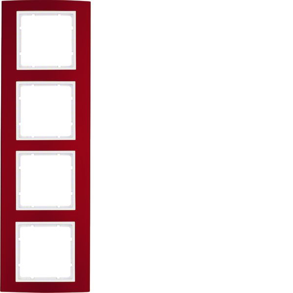 Frame 4gang, B.3, al. red/p. white matt, al. anodised image 1