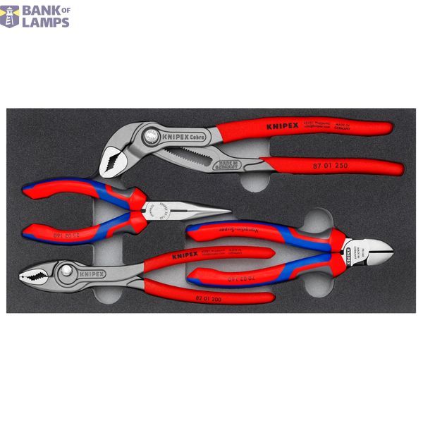 KNIPEX 00 20 01 V25 Pliers Set “Basic II” 4 parts in a foam tray image 1