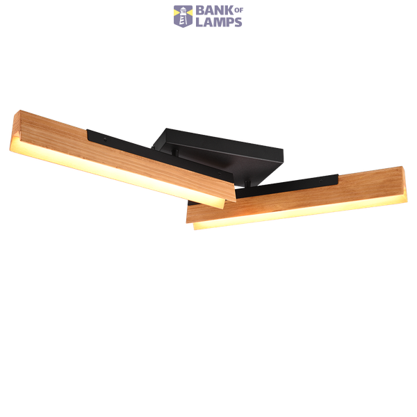 Kerala LED ceiling lamp matt black/wood image 1