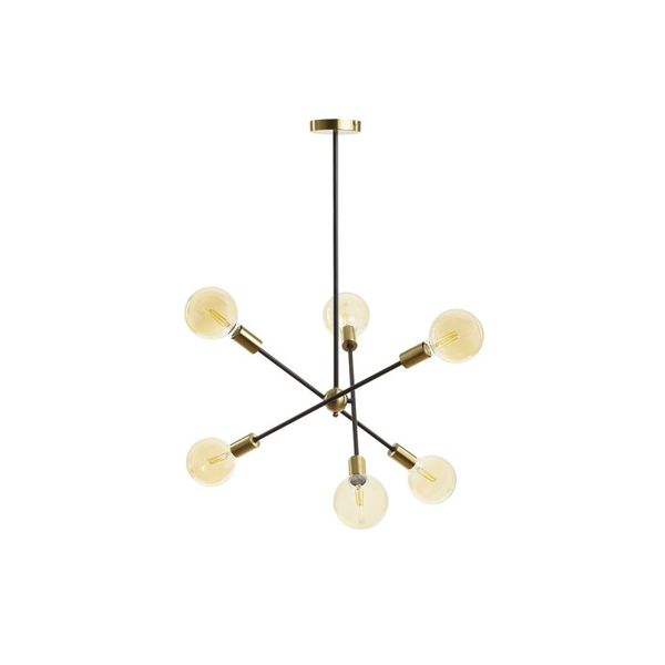ARTEMIA 6 on a pole black brushed brass 230V LED E27 6x15W image 1