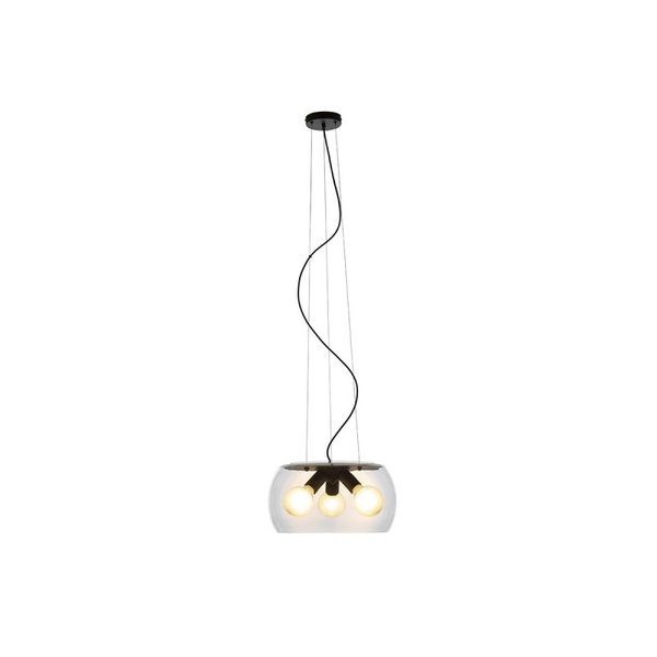 AMANDA pendant matte black clear glass 230V LED E27 3x15W image 1