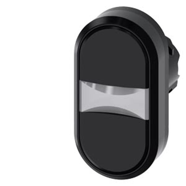 Twin pushbutton, 22 mm, round, plastic, black, black image 1