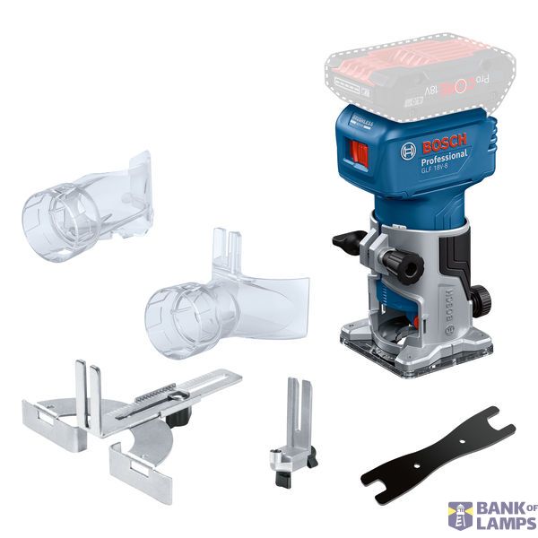 GLF 18V-8 (Carton, 8mm collet, Parallel guide, 2x Vac adaptors, Flush trim roller guide,   Wrench image 1
