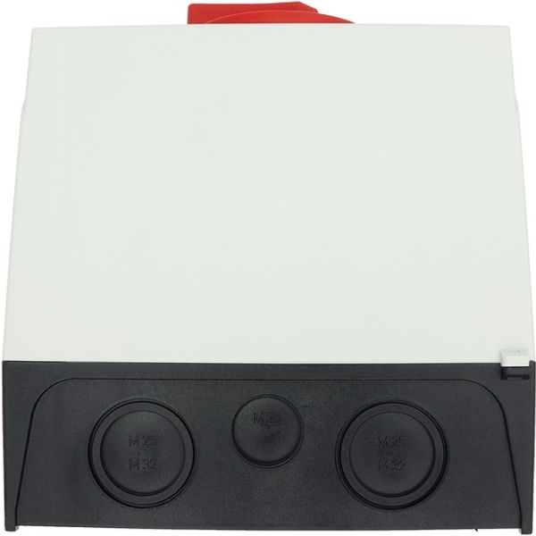 T5B-4-15682/I4/SVB Main switch, T5B, 63 A, surface mounting, 4 contact unit(s), 6 pole, 1 N/O, 1 N/C, Emergency switching off function, With red rotary handle and yellow image 13