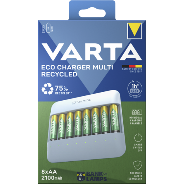 VARTA 57682 101 121 ECO Charger Multi incl. 8x Recycled AA 2100mAh image 1
