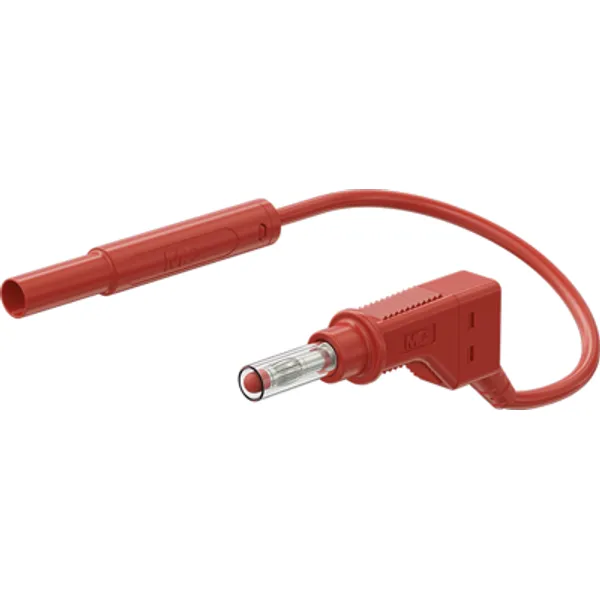 Measuring lead with (4 mm lamella plug, straight) to (4 mm lamella plug, straight), 1 m, red, PVC, 1.0 mm², CAT II, 66.1048-10022 image 1