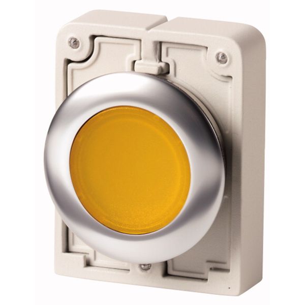 M30I-FDRL-Y Illuminated pushbutton actuator, RMQ-Titan, flat, maintained, yellow, blank, Front ring stainless steel image 1