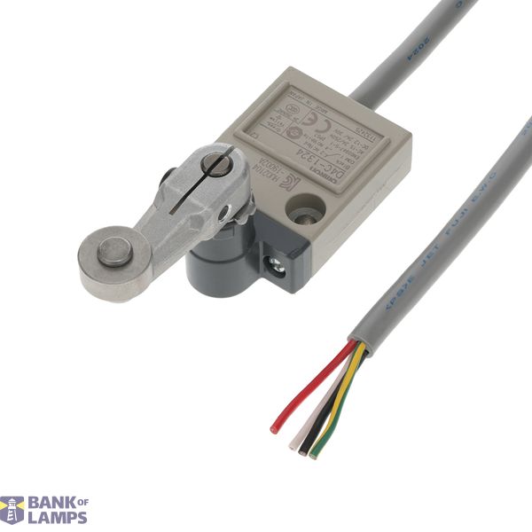 Compact enclosed limit switch, roller lever (high sensitivity), 5 A 250 VAC, 4 A 30 VDC, 5 m VCTF oil-resistant cable D4CN1324H image 1