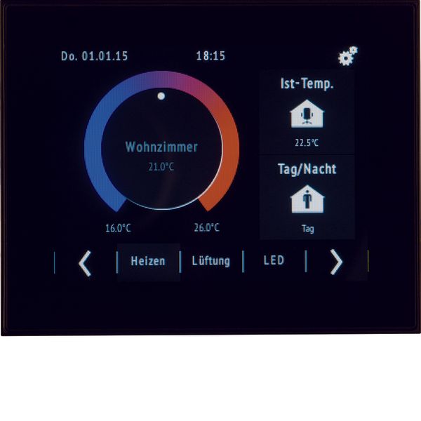 KNX Touch Control TFT display, intg bus coupling unit, KNX, black glos image 1