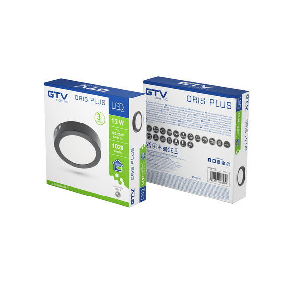 LED luminaire ORIS PLUS, 13 W, 1020 lm, IP20, AC220-240V, 120°, 4000K, surface-mounted, black image 2