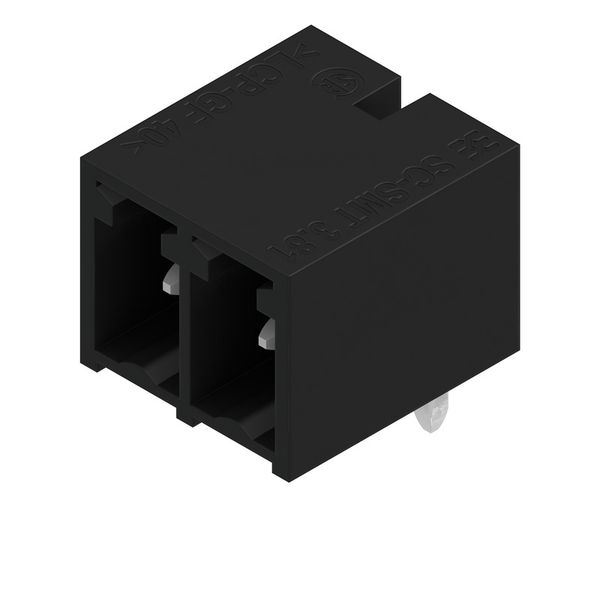 PCB plug-in connector, male header, closed side, THT/THR solder connection, 3.81 mm, Number of poles: 2, 90°, Solder pin length (l): 3.2 mm, tinned, black, Box image 4