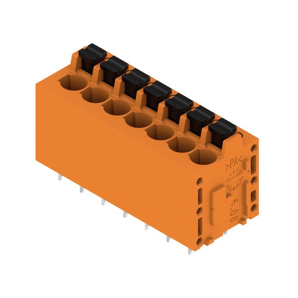 Printed circuit board terminals, 5.08 mm, Number of poles: 7, 180°, Solder pin length (l): 3.5 mm, tinned, orange, PUSH IN with actuator, Clamping range, max. : 2.5 mm², Box image 4