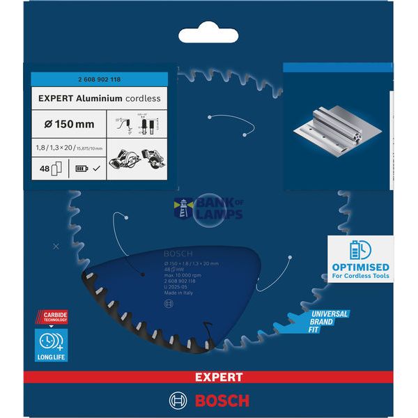 Expert for Aluminium Circular Saw Blade for Cordless Saws 150x1.8/1.3x20 T48 image 2